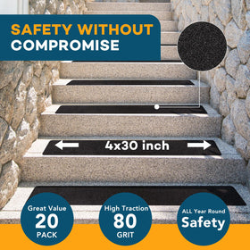 VOISEN 80 grit anti-slip texture provides strong grip on stairs and entryways