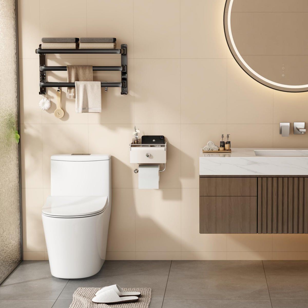 Voldra compact storage maximizes space while keeping essentials at hand.