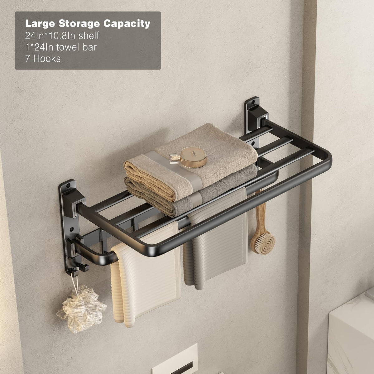 VOLDRA 24-inch towel rack provides ample towel storage space