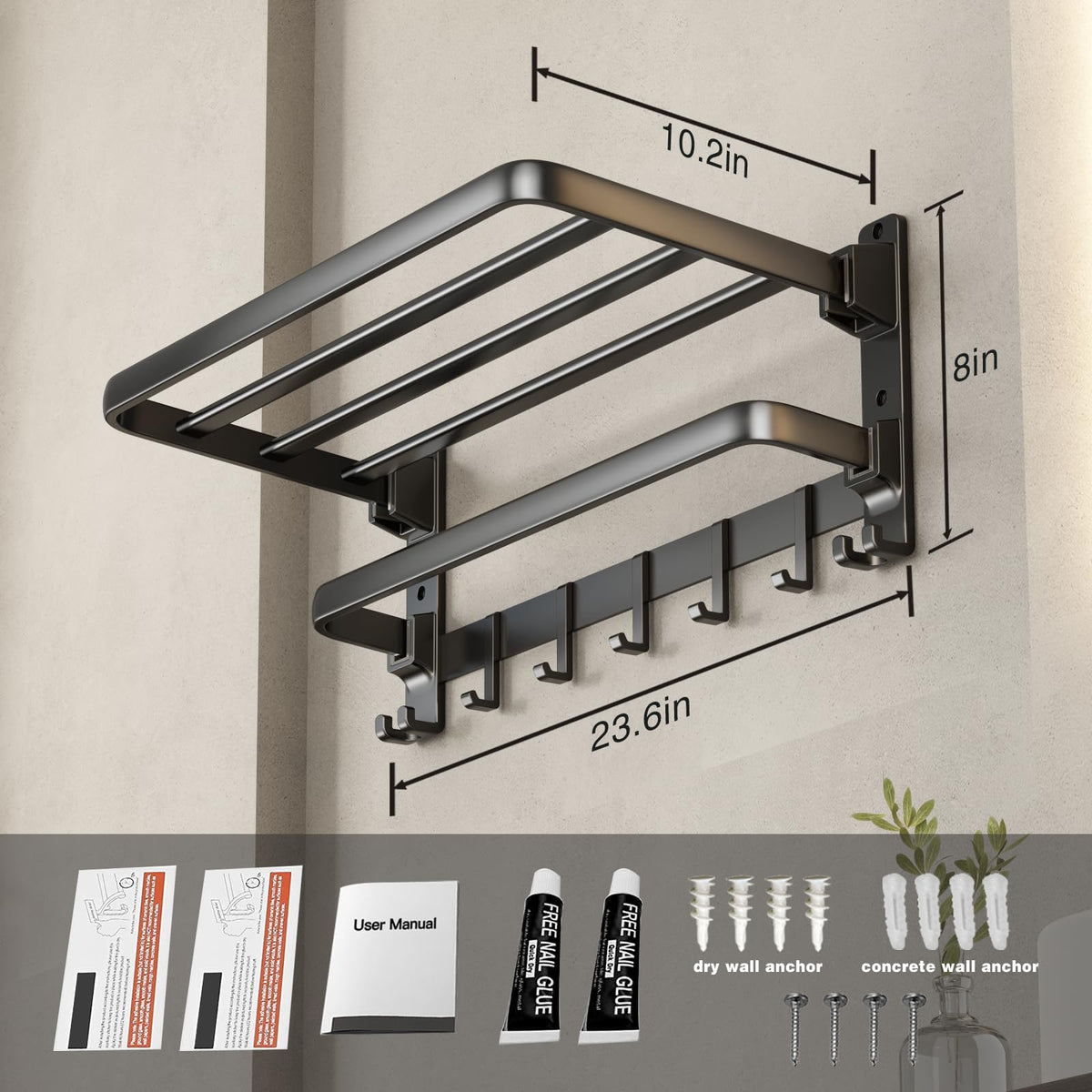 VOLDRA seven hooks offer versatile storage for bath items
