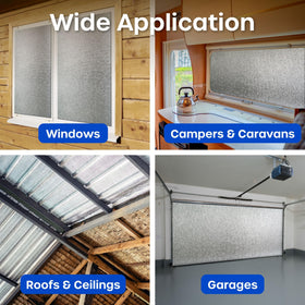 Volila attic, shed, or greenhouse use highlights versatile thermal protection.