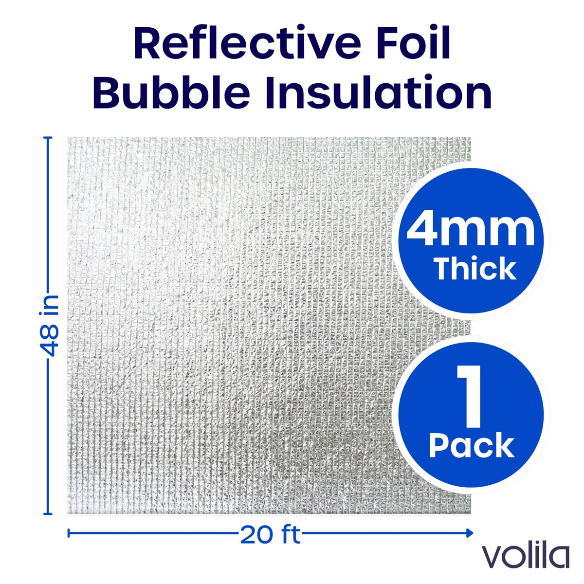 Volila double-sided aluminum foil bubble core shown for radiant heat reflection.