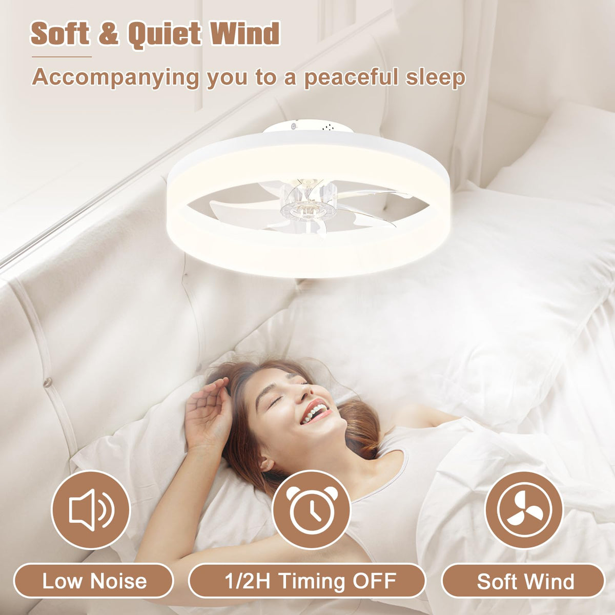 VOLISUN 15.7-inch flush-mount fan showcases space-saving design.