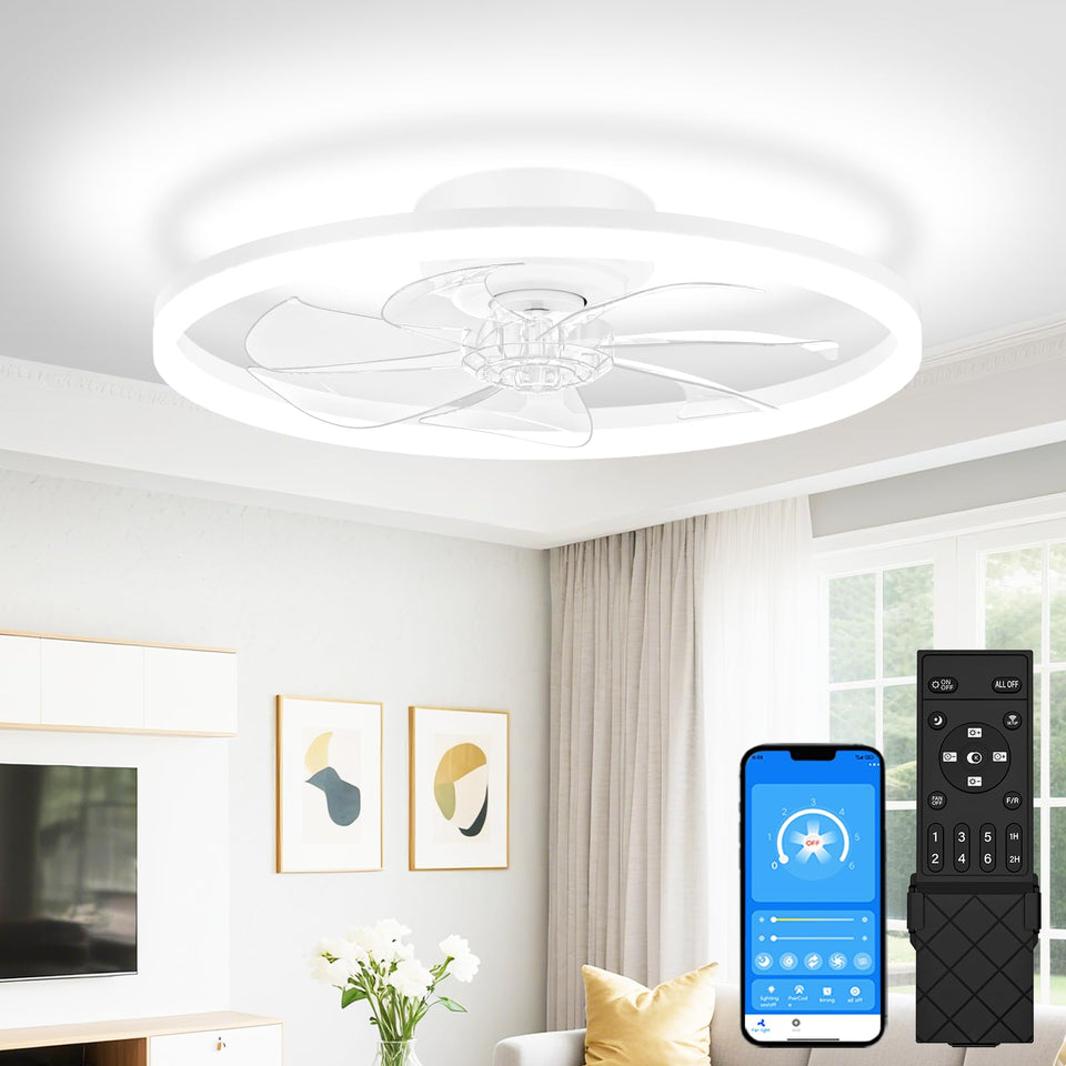 VOLISUN 20in fandelier with light and remote for flexible illumination.