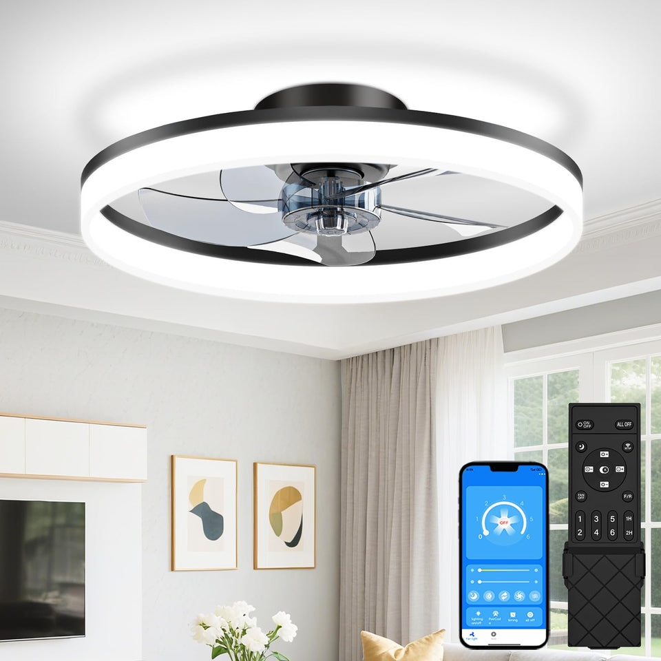 VOLISUN 20in low-profile fandelier with light for bedrooms