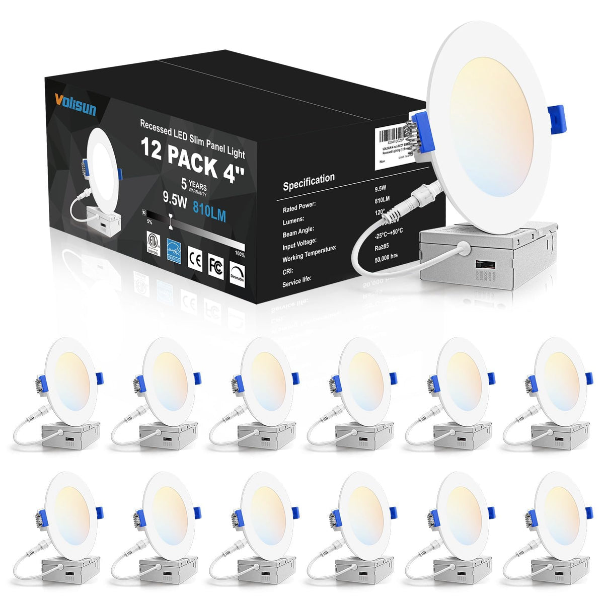 VOLISUN 4-inch recessed light showing 2700K warm glow for cozy living spaces