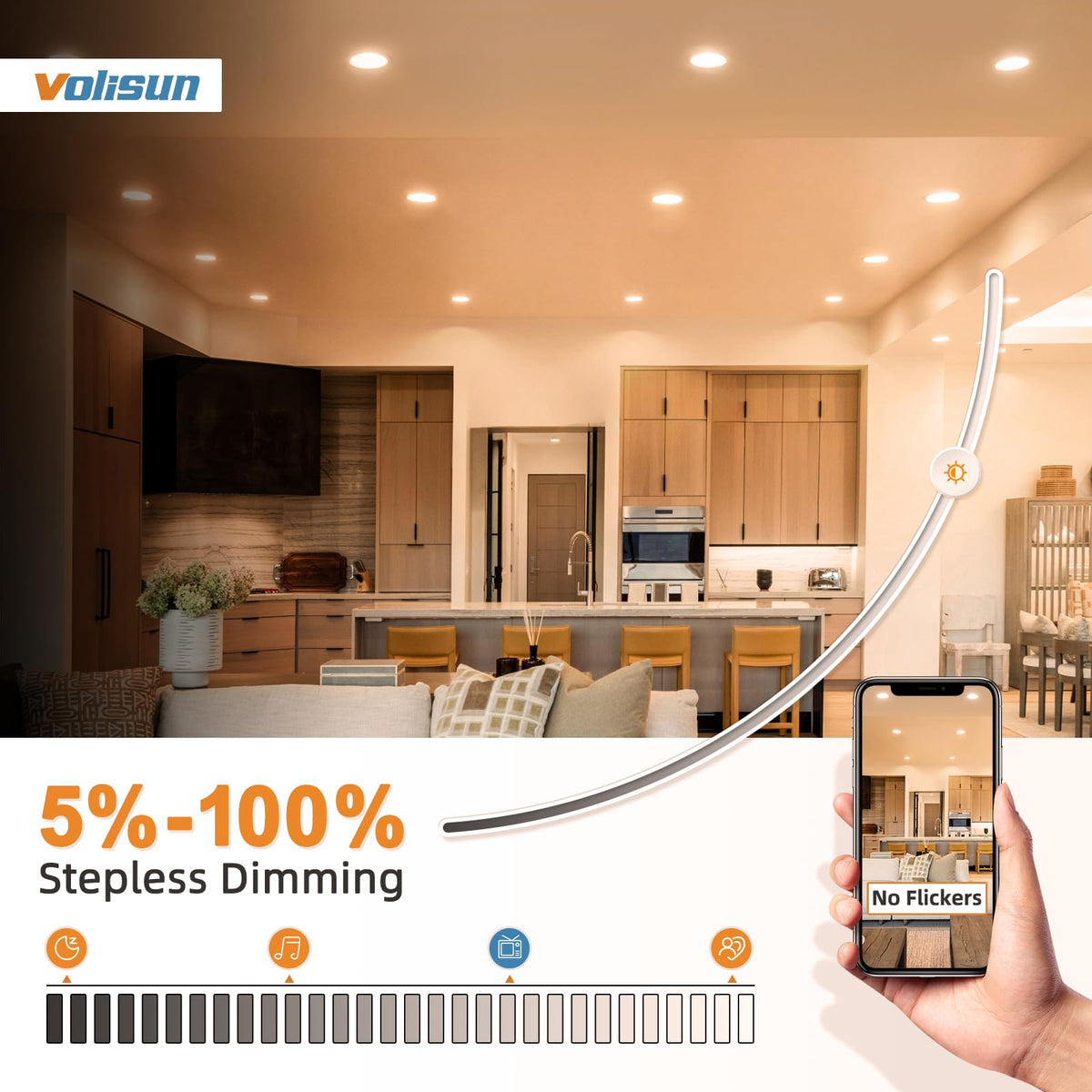 VOLISUN 4-inch recessed light with 4000K crisp white light for task areas