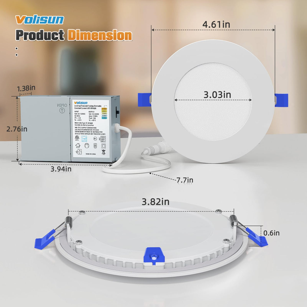 VOLISUN 4-inch recessed light with junction box for easy retrofit installation