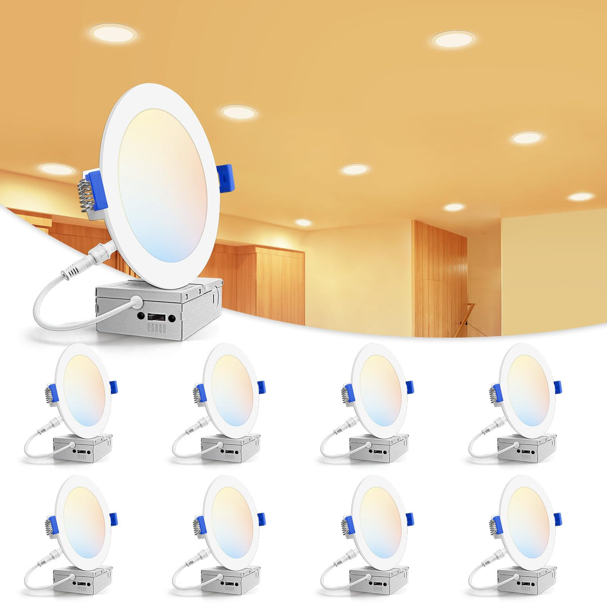 VOLISUN 6-inch recessed light installation shown for easy retrofit in existing ceilings.