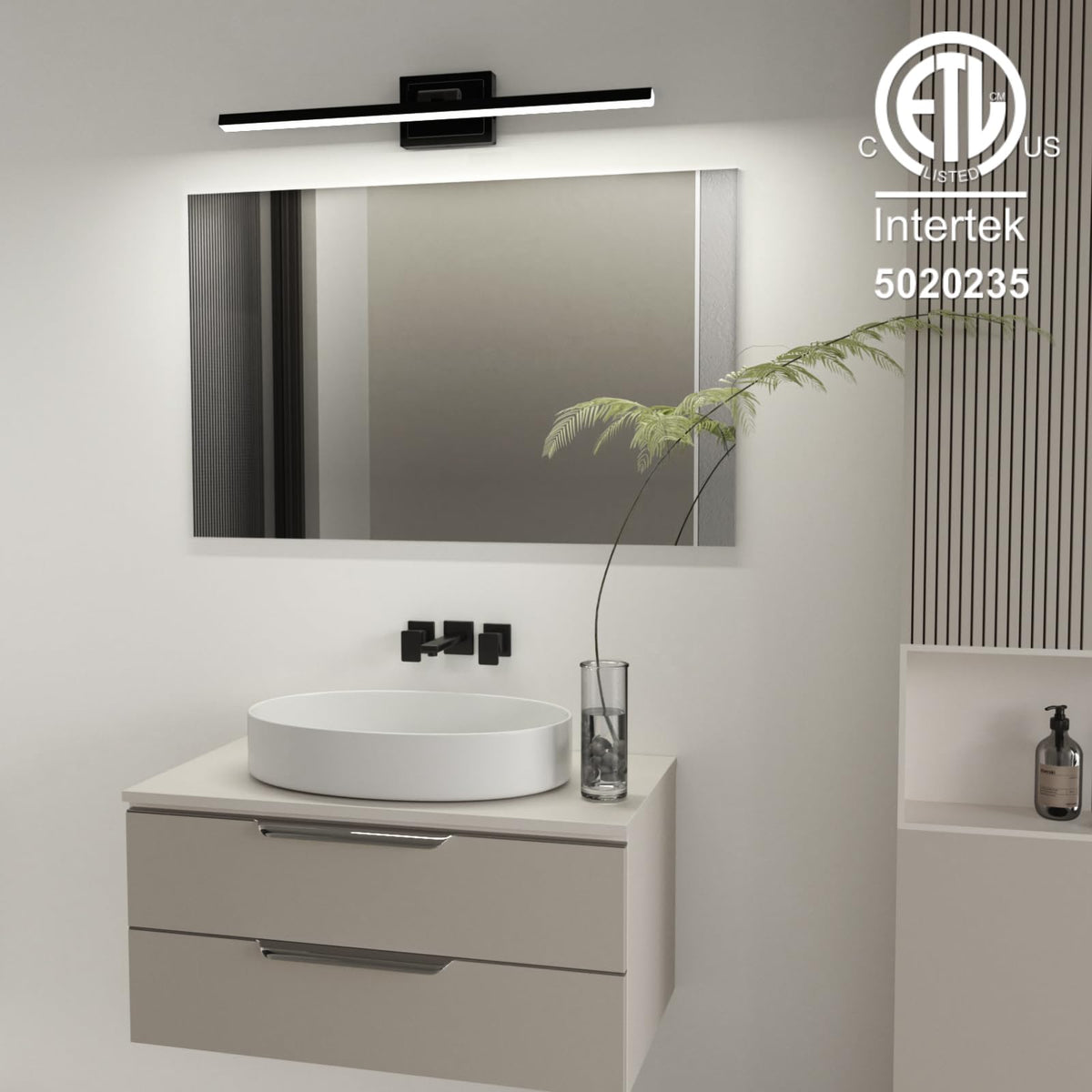 VOLISUN IP44 ETL-certified fixture suits humid bathroom spaces