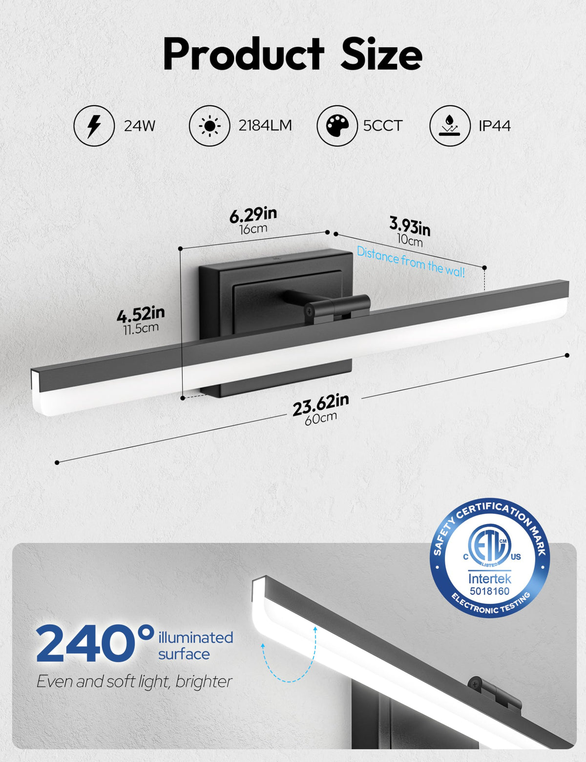 VOLISUN easy-install vanity light fits standard US junction boxes.
