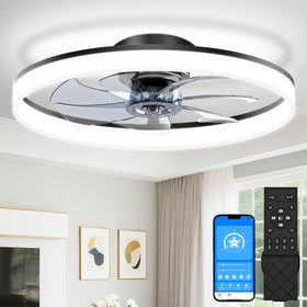 VOLISUN black modern ceiling fan in a living space enhancing style and airflow.