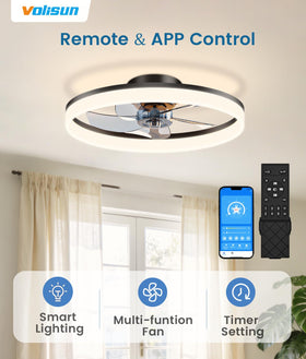 VOLISUN bladeless LED ceiling fan for a clean living room aesthetic