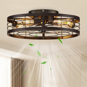 Volisun caged ceiling fan with light and remote enhances kitchen ambiance and airflow.