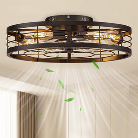 Volisun caged ceiling fan with light for stylish living spaces.