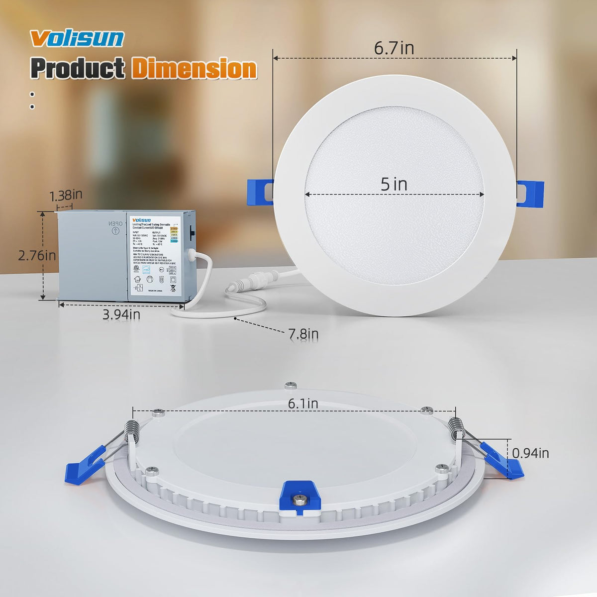 Volisun dimmable recessed light provides smooth 100%-5% dimming without flicker.