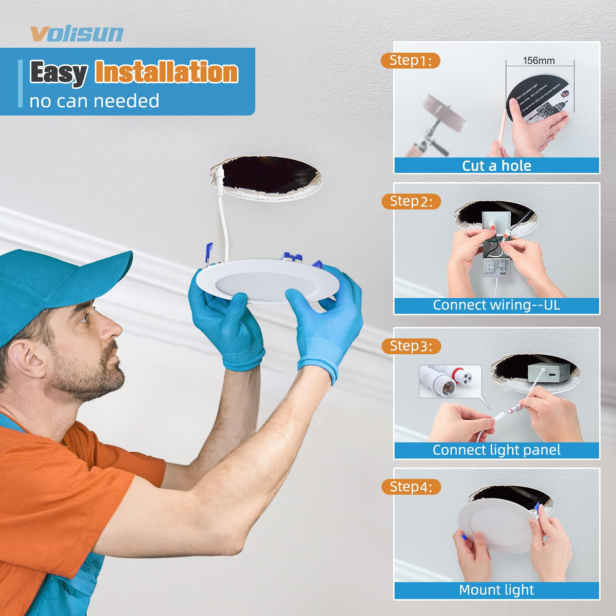 Volisun energy-saving LED ceiling light reduces yearly energy costs.