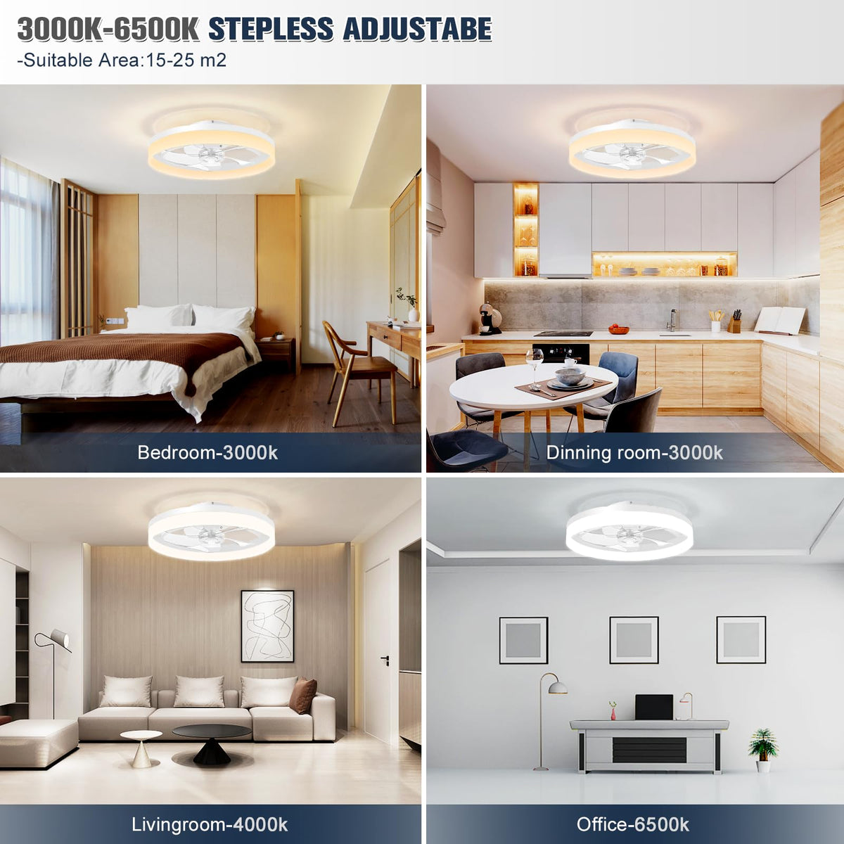 VOLISUN flush-mount 19-7inch model delivering subtle airflow in compact rooms