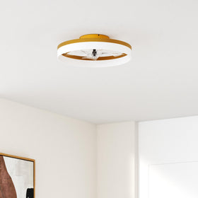 Volisun flush-mount ceiling fan with remote adds discreet cooling and soft lighting.