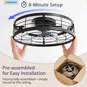 Volisun flush-mount ceiling fan fits low-profile ceilings with style.