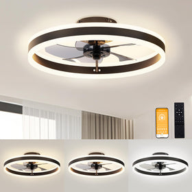 VOLISUN low-profile ceiling fan with light for elegant flush mount in bedrooms.