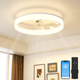 VOLISUN low-profile fandelier front view for space-saving bedrooms.