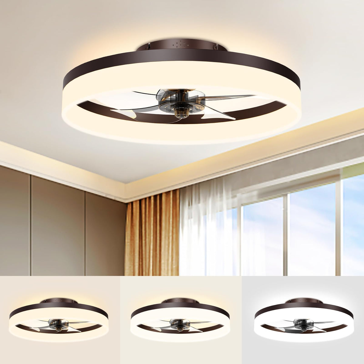VOLISUN low-profile fandelier with remote for compact rooms and ambient light.