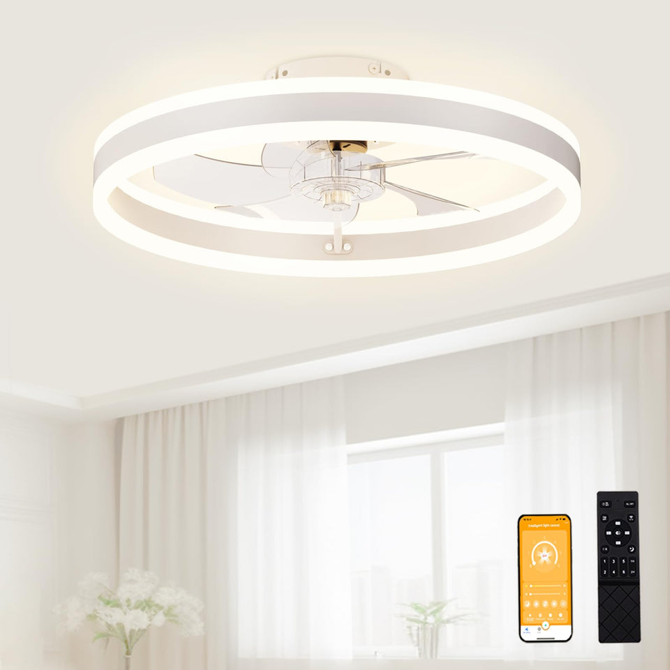 Volisun low profile fandelier with remote control for adjustable lighting