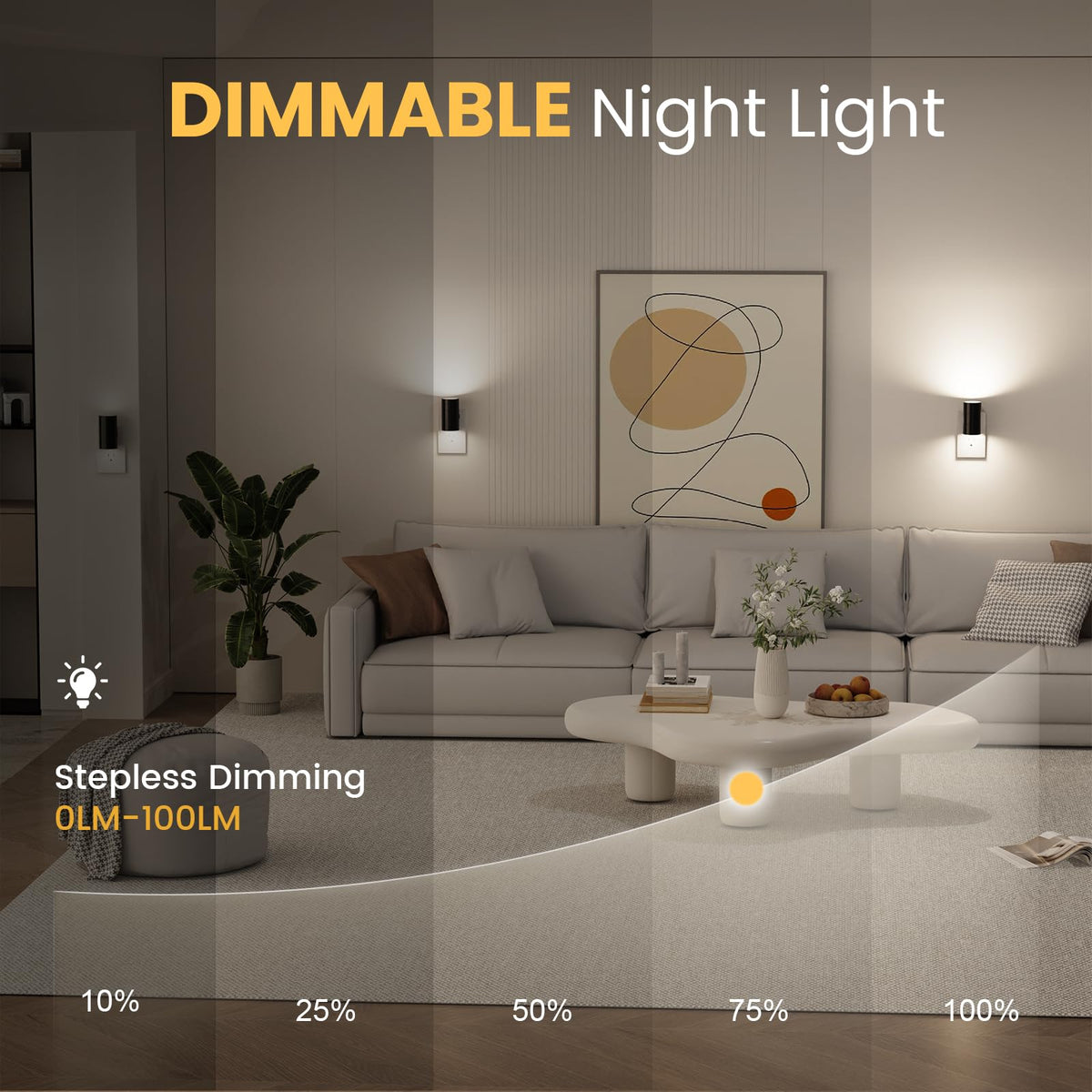 VOLISUN 3000K warm mode provides soft bedroom glow.