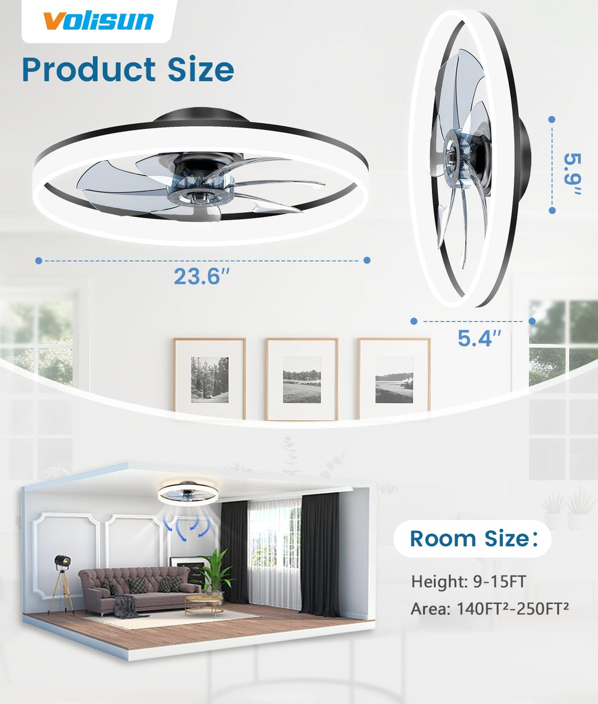 VOLISUN simple installation flush-mount design for quick setup.