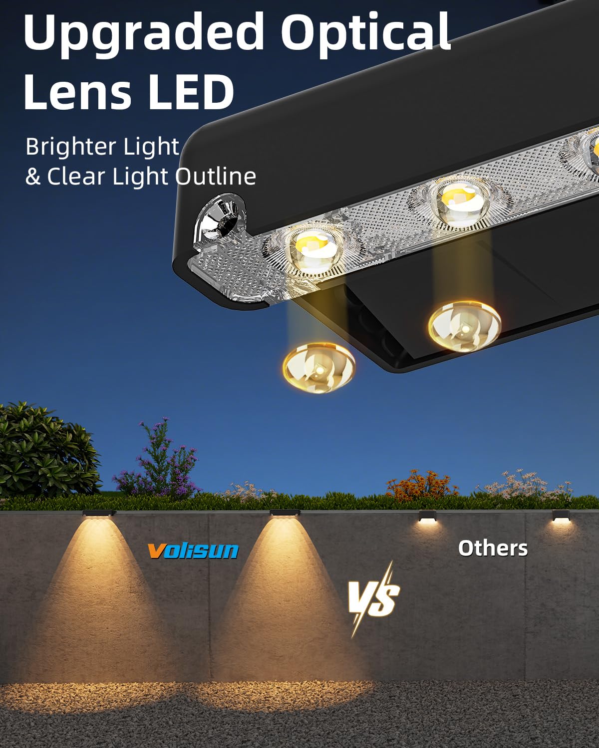 Volisun solar deck light IP65 weatherproof withstands rain and snow