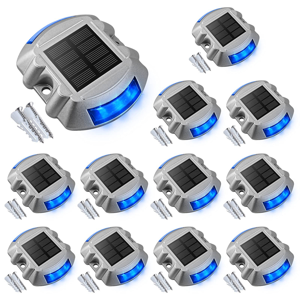 VOLISUN solar dock light blue pack of 12 for outdoor paths.