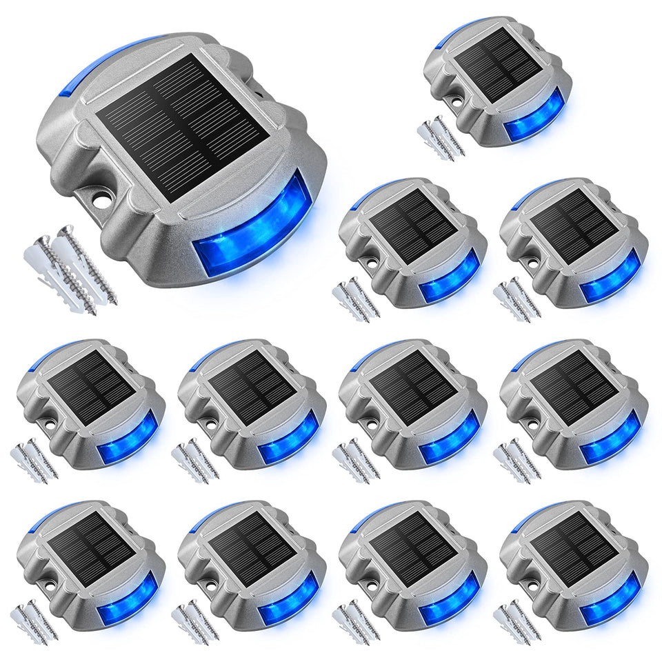 VOLISUN solar dock light blue pack of 12 for outdoor paths.