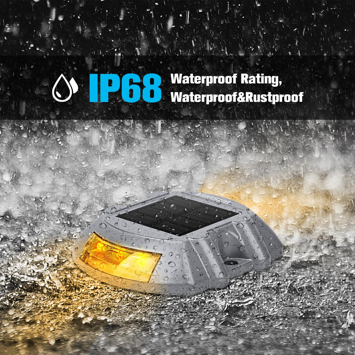 VOLISUN IP68 waterproof test image demonstrates rainproof reliability for outdoor lighting.
