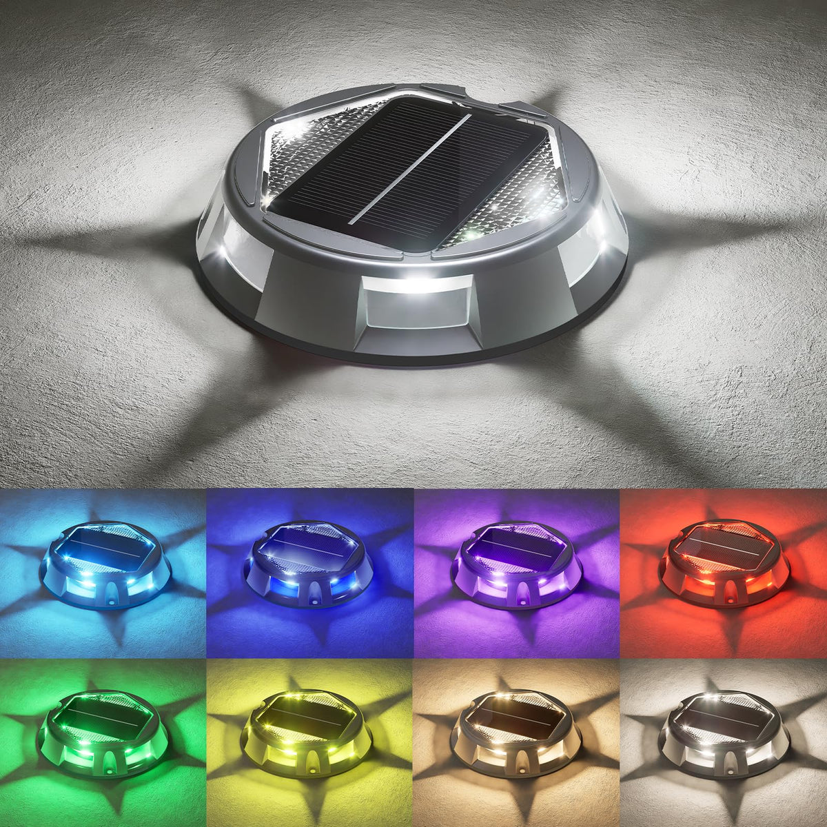 VOLISUN solar driveway light with RGB glow for vibrant nighttime path guidance