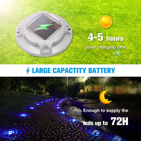 VOLISUN solar driveway lights with 12 LED beads close-up showing bright, even coverage.