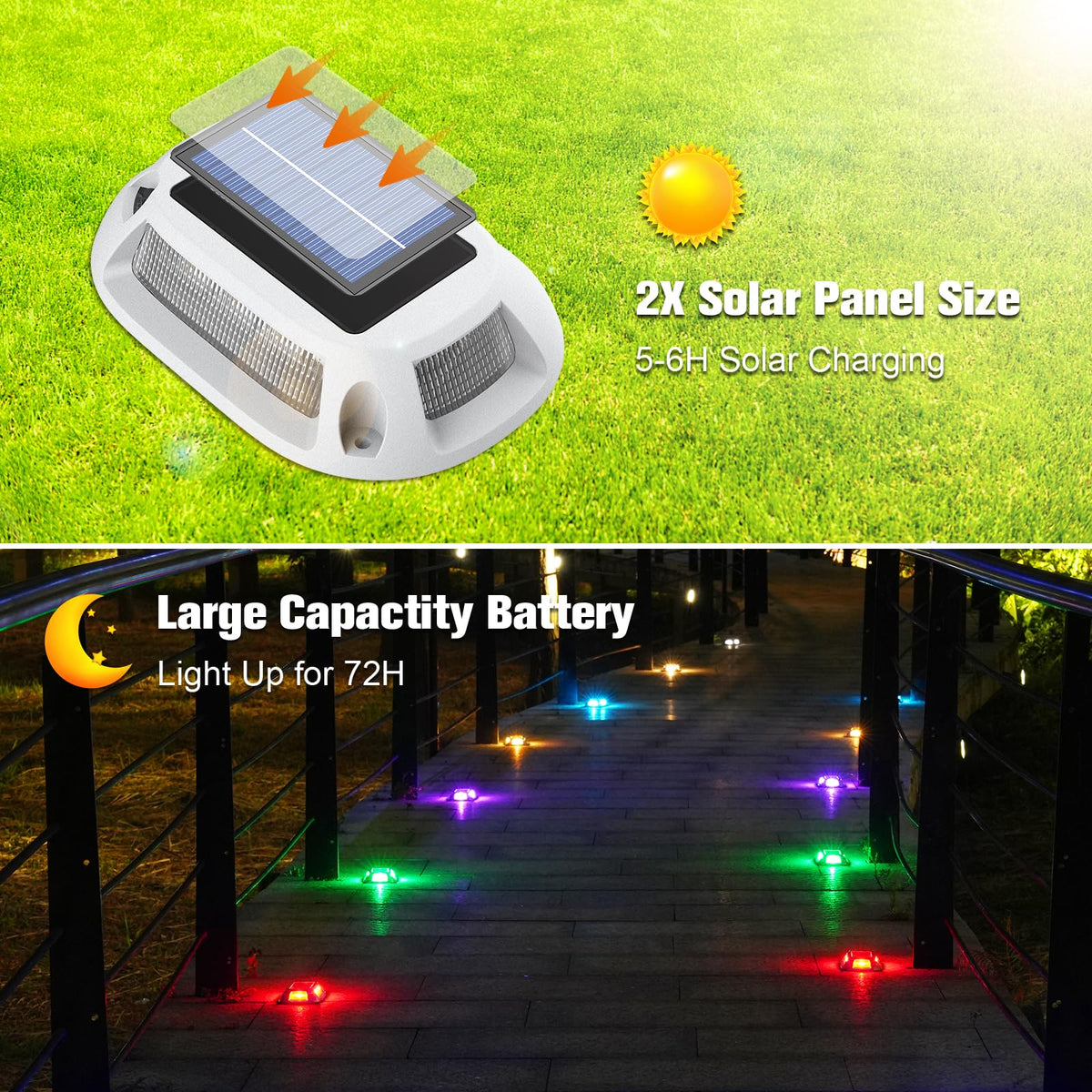 VOLISUN driveway lights show 9-color RGB options for mood lighting and safety.