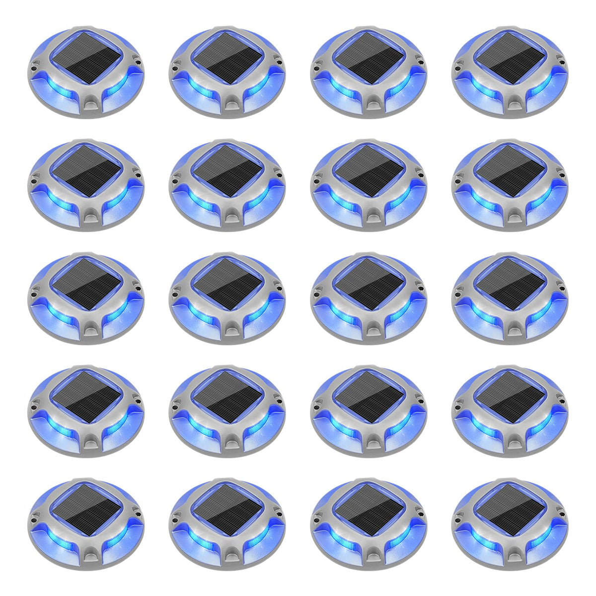 VOLISUN solar driveway lights blue night glow for visibility and safety.