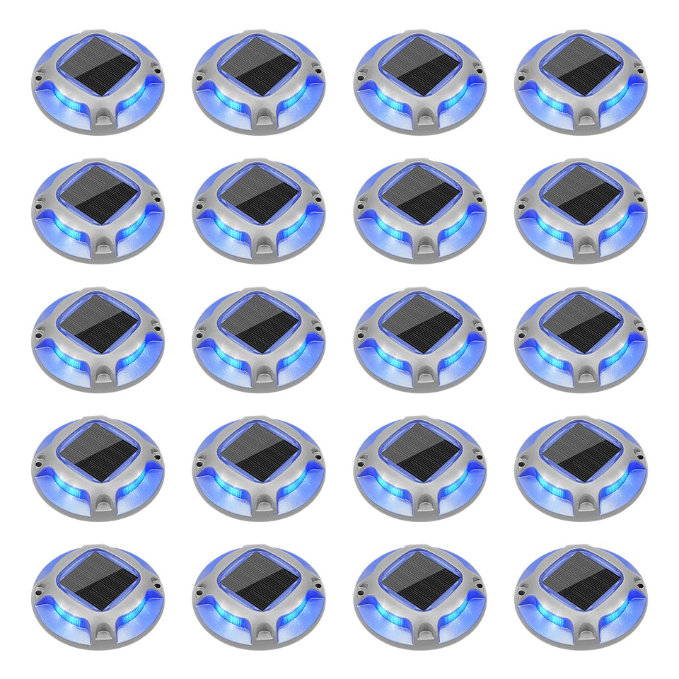 VOLISUN solar driveway lights blue night glow for visibility and safety.