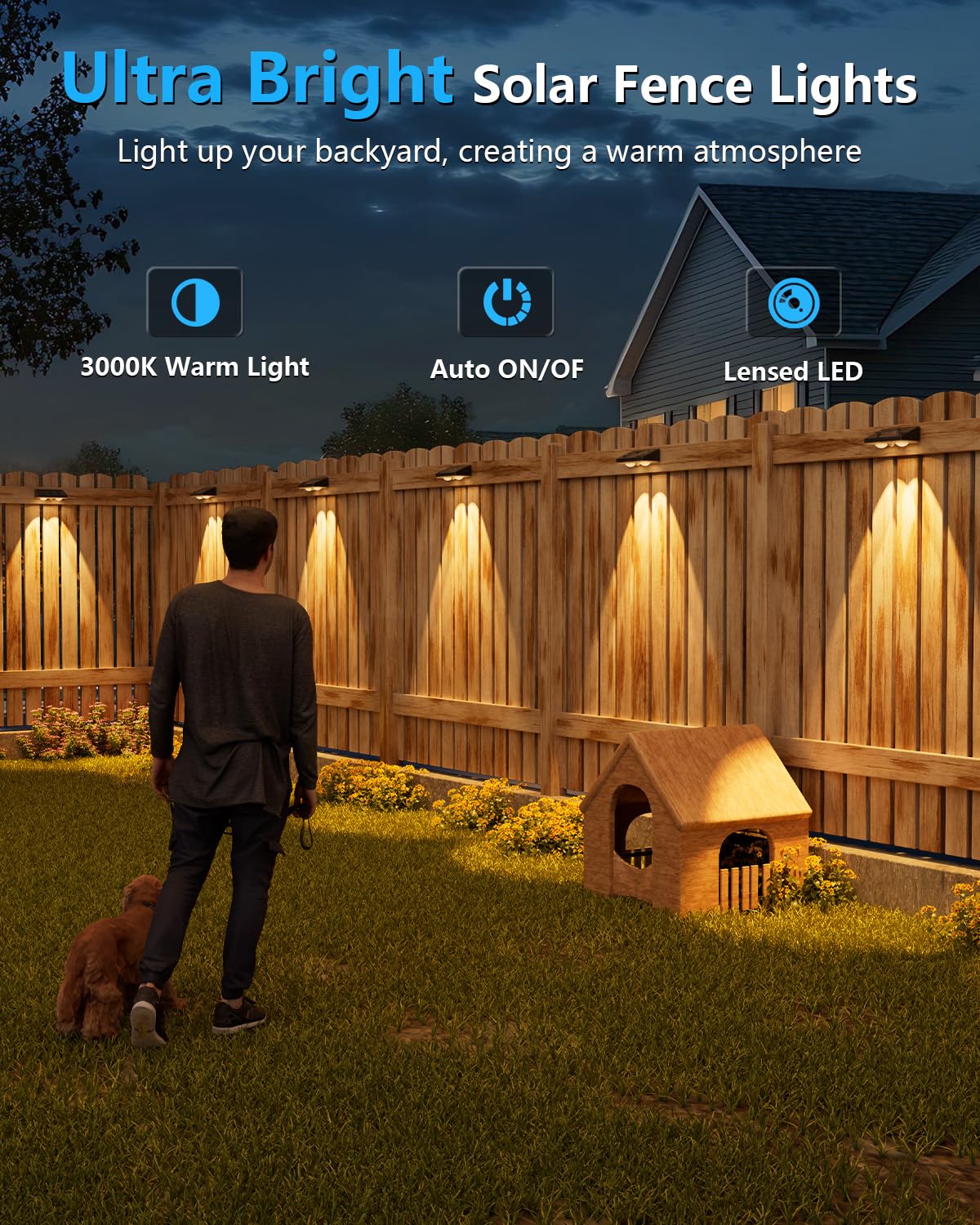 Volisun solar fence light durable ABS construction for all-weather use.
