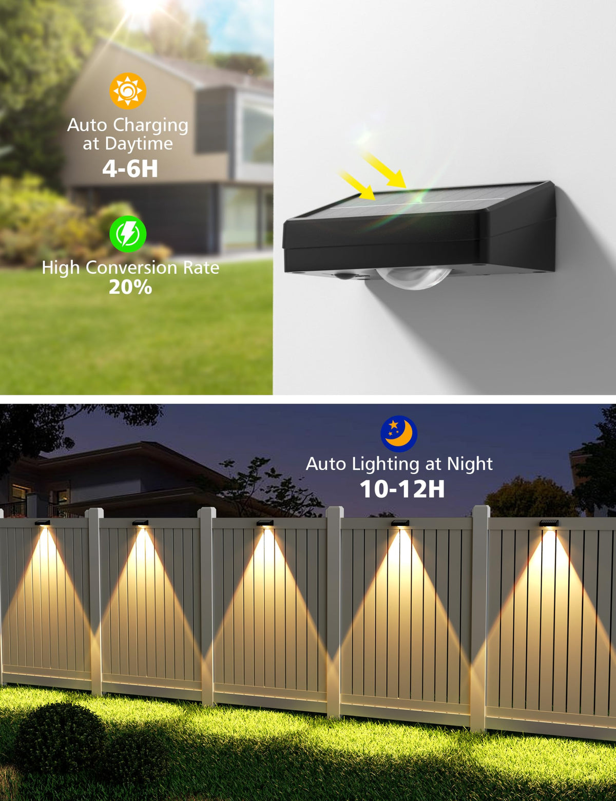 VOLISUN solar fence light IP65 waterproof design withstands weather