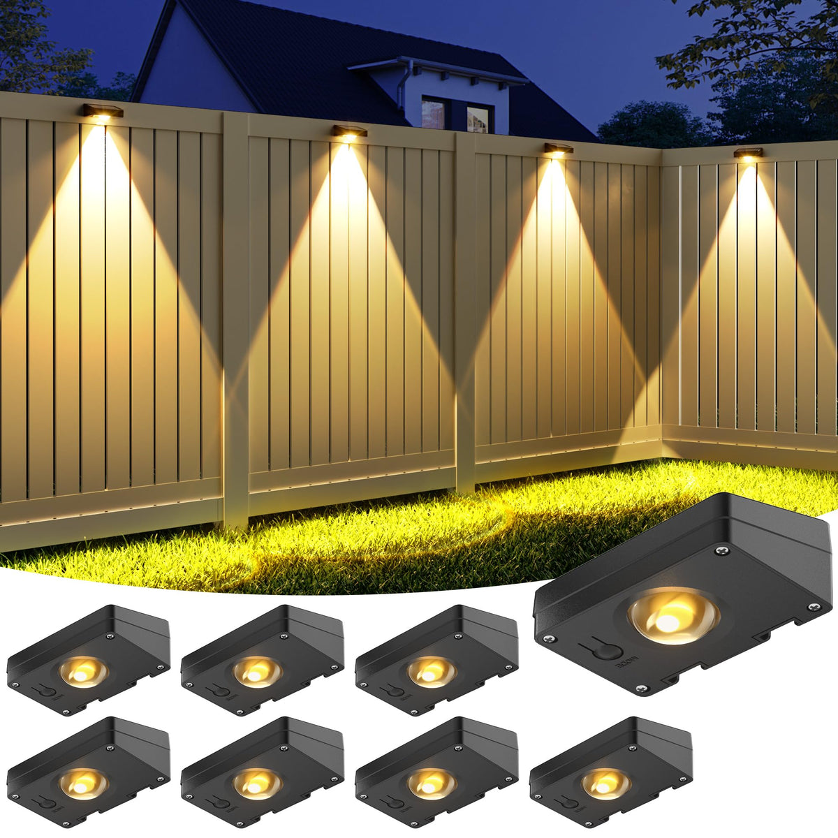 VOLISUN solar fence light warm beam highlights fence edges