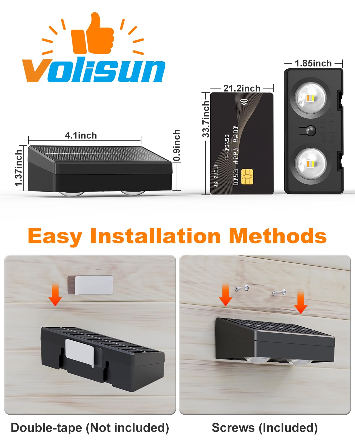 VOLISUN no wiring required suitable for walls fences and patios