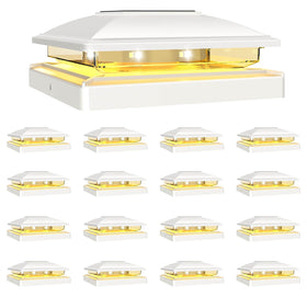VOLISUN solar post cap light on a 4x4 wooden base casting a warm welcome glow for outdoors.