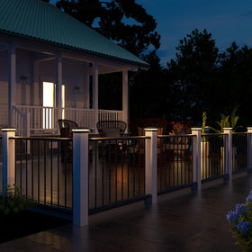 VOLISUN 6-pack solar post cap lights on a deck at night