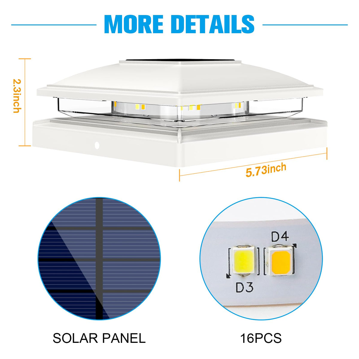 VOLISUN solar post cap light IP64 waterproof design withstands rain and sun.