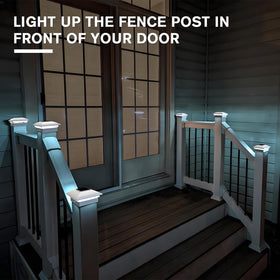 VOLISUN solar post cap light on vinyl 4x4 post, weatherproof and low maintenance