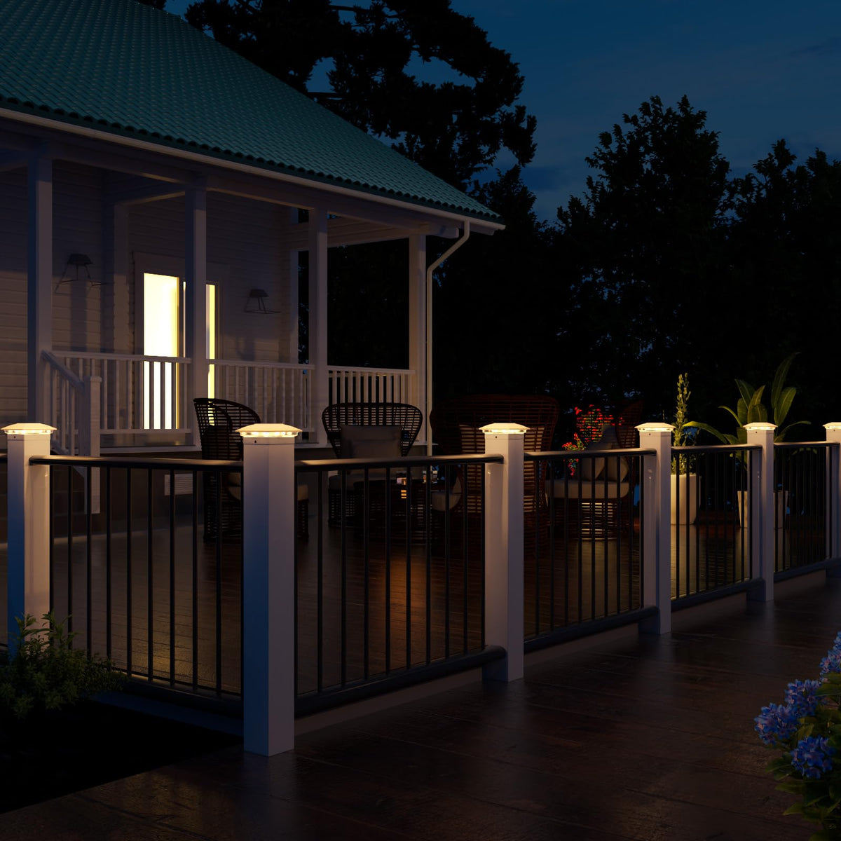 VOLISUN solar post cap light 16-pack enhances fences and outdoor entries with soft light.