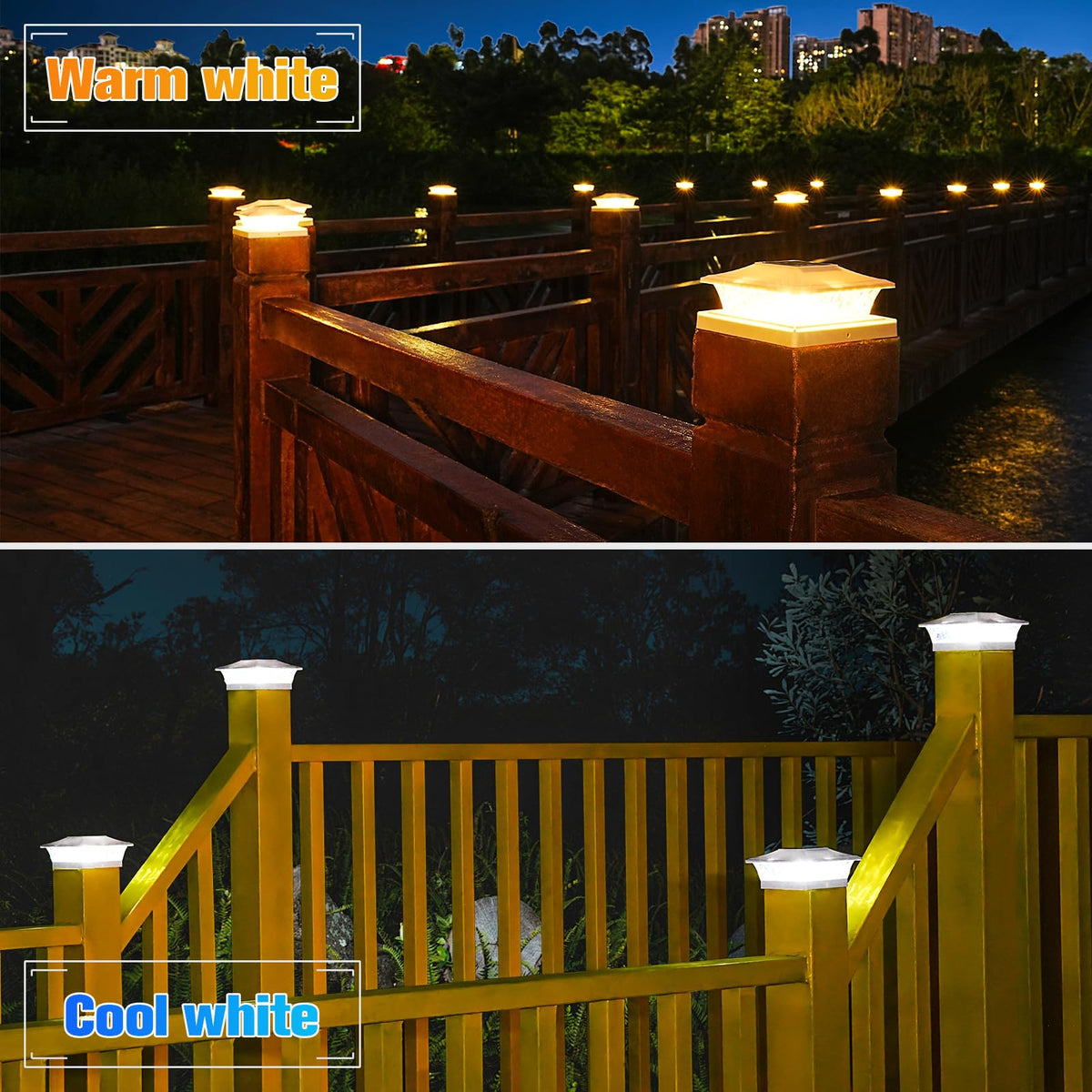 VOLISUN solar post cap light on vinyl post adds subtle fence illumination