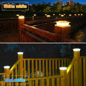 VOLISUN solar post cap light on vinyl post adds subtle fence illumination